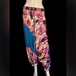Drop Crotch Pull-On Cocoon Harem Pants Boho Rasta Hippie Festival Comfort Women